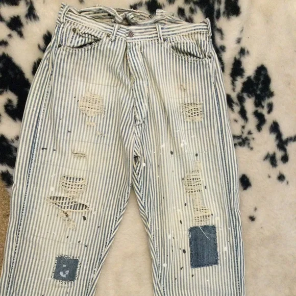 Magnolia Pearl Railroad Stripe Distressed Jeans - Picture 2 of 6